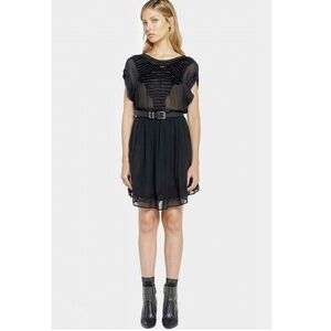 IRO | Black Flare Chiffon Dress 12‎